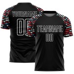 Jersey White Black Geometric Shapes Sublimation Custom Soccer Uniform Jersey White Black Geometric Shapes Sublimation Custom Soccer Uniform