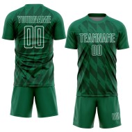 Custom Jersey White Soccer Green Geometric Shapes Sublimation Uniform Kelly