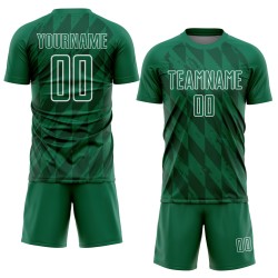 Custom Jersey White Soccer Green Geometric Shapes Sublimation Uniform Kelly Custom Jersey White Soccer Green Geometric Shapes Sublimation Uniform Kelly