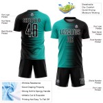 Aqua-White Black Uniform Line Gradient Custom Jersey Sublimation Soccer Aqua-White Black Uniform Line Gradient Custom Jersey Sublimation Soccer