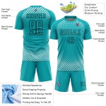 Soccer Lines Custom Diagonal Uniform Aqua Black Sublimation Jersey Soccer Lines Custom Diagonal Uniform Aqua Black Sublimation Jersey