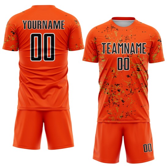 Sublimation Gold Orange Black-Old Uniform Fragment Jersey Soccer Abstract Art Custom Sublimation Gold Orange Black-Old Uniform Fragment Jersey Soccer Abstract Art Custom