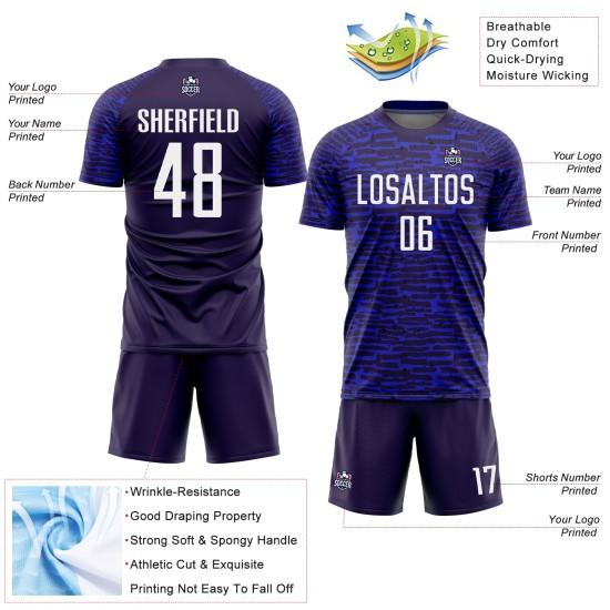 Custom Soccer Jersey Sublimation Royal White Uniform Custom Soccer Jersey Sublimation Royal White Uniform