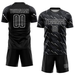 Jersey Custom Uniform Sublimation Black White Soccer