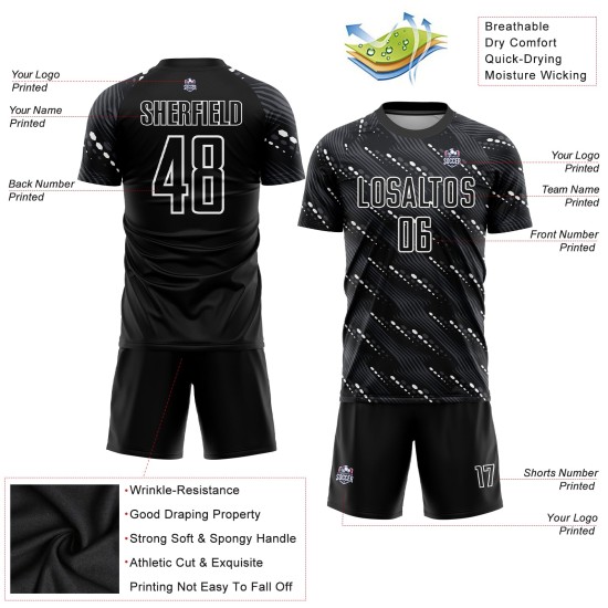 Jersey Custom Uniform Sublimation Black White Soccer Jersey Custom Uniform Sublimation Black White Soccer