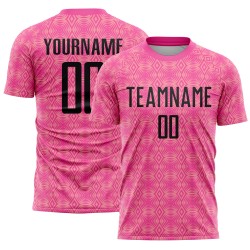 Uniform Sublimation Black-Medium Jersey Pink Soccer Geometric Shapes Custom Pink