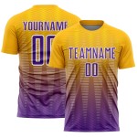 Soccer Gradient Uniform Jersey Line Purple-White Sublimation Custom Gold Soccer Gradient Uniform Jersey Line Purple-White Sublimation Custom Gold
