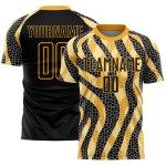Print Black Animal Uniform Custom Sublimation Soccer Gold Jersey Print Black Animal Uniform Custom Sublimation Soccer Gold Jersey