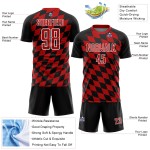 Sublimation Print Custom Red-White Black Uniform Jersey Soccer Rhombus Sublimation Print Custom Red-White Black Uniform Jersey Soccer Rhombus
