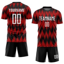 Uniform Custom Soccer Sublimation White-Black Jersey Red