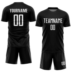 Custom Uniform Soccer Sublimation Black Jersey White Custom Uniform Soccer Sublimation Black Jersey White