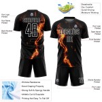 Gold-White Flame Jersey Uniform Sublimation Custom Soccer Black Gold-White Flame Jersey Uniform Sublimation Custom Soccer Black