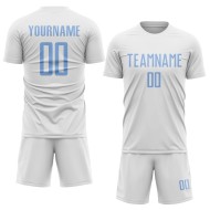Blue Jersey Light Uniform Soccer Sublimation Custom White