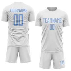 Blue Jersey Light Uniform Soccer Sublimation Custom White