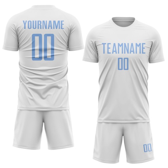 Blue Jersey Light Uniform Soccer Sublimation Custom White Blue Jersey Light Uniform Soccer Sublimation Custom White