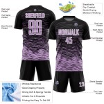 Black Soccer Custom Purple-White Sublimation Line Jersey Light Uniform Black Soccer Custom Purple-White Sublimation Line Jersey Light Uniform