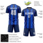 Sublimation White-Royal Soccer Navy Uniform Custom Away Jersey Sublimation White-Royal Soccer Navy Uniform Custom Away Jersey