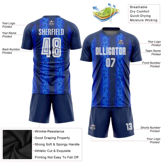 Sublimation White-Royal Soccer Navy Uniform Custom Away Jersey Sublimation White-Royal Soccer Navy Uniform Custom Away Jersey
