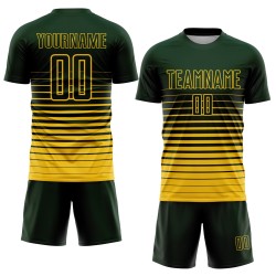 Soccer Sublimation Green Custom Fade Fashion Yellow Pinstripe Jersey Uniform