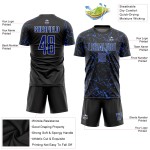 Royal-White Custom Jersey Soccer Black Sublimation Uniform Royal-White Custom Jersey Soccer Black Sublimation Uniform