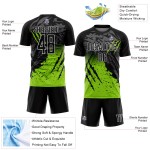 Neon Jersey Custom Sublimation Black Soccer Scratch Uniform Green-White Splash Gradient Neon Jersey Custom Sublimation Black Soccer Scratch Uniform Green-White Splash Gradient