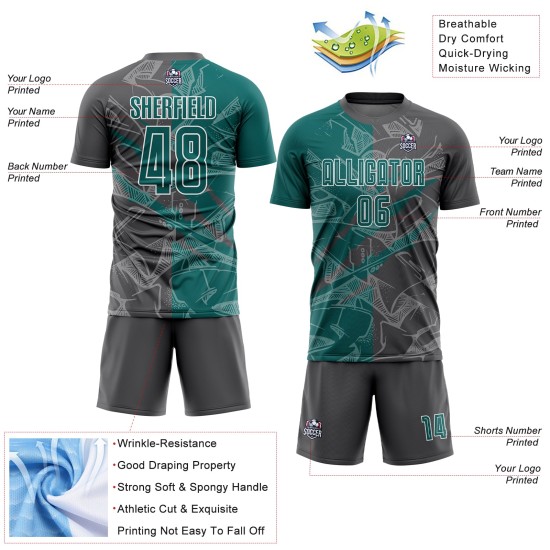 Jersey Scratch Sublimation Graffiti Uniform Gray Soccer Pattern Teal-Steel Custom Jersey Scratch Sublimation Graffiti Uniform Gray Soccer Pattern Teal-Steel Custom