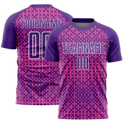 Geometric Pink-White Uniform Jersey Shapes Custom Soccer Purple Abstract Sublimation