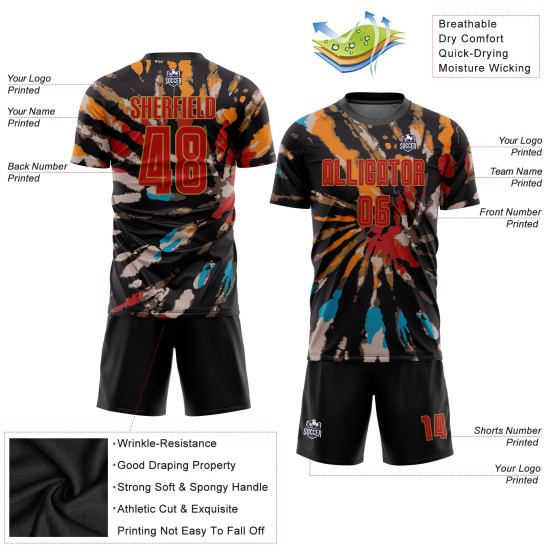 Custom Gold Dye Soccer Red-Old Tie Sublimation Jersey Uniform Custom Gold Dye Soccer Red-Old Tie Sublimation Jersey Uniform