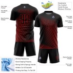 Red Jersey Sublimation Soccer Black Lines Custom Uniform Red Jersey Sublimation Soccer Black Lines Custom Uniform