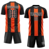 Custom Orange-White Sublimation Jersey Black Uniform Soccer Line