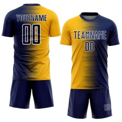 Uniform Jersey Soccer Custom Sublimation Gradient Gold-White Navy Line