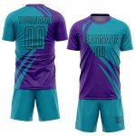 Lines Soccer Custom Teal-Black Curve Uniform Jersey Sublimation Purple Lines Soccer Custom Teal-Black Curve Uniform Jersey Sublimation Purple