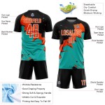 Spalsh Sublimation Jersey Custom Uniform Orange-Aqua Soccer Black Spalsh Sublimation Jersey Custom Uniform Orange-Aqua Soccer Black