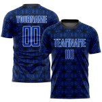 Soccer Uniform Jersey Blue Custom Sublimation Shapes Geometric Black-White Thunder Soccer Uniform Jersey Blue Custom Sublimation Shapes Geometric Black-White Thunder