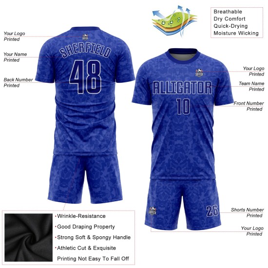 Royal-White Custom Soccer Uniform Royal Jersey Sublimation Royal-White Custom Soccer Uniform Royal Jersey Sublimation
