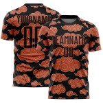 Sublimation Custom Uniform Cloud Soccer Pattern Orange Jersey Black Sublimation Custom Uniform Cloud Soccer Pattern Orange Jersey Black