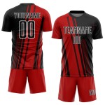 Jersey Custom Black-White Sublimation Soccer Uniform Red Lines Jersey Custom Black-White Sublimation Soccer Uniform Red Lines