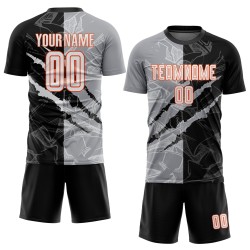 Graffiti White Scratch Black Gray-Orange Pattern Sublimation Custom Uniform Jersey Soccer