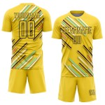 Yellow Custom Black Soccer Lines Jersey Uniform Sublimation Yellow Custom Black Soccer Lines Jersey Uniform Sublimation