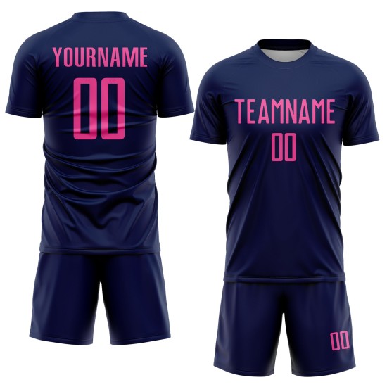 Soccer Uniform Pink Jersey Custom Navy Sublimation Soccer Uniform Pink Jersey Custom Navy Sublimation