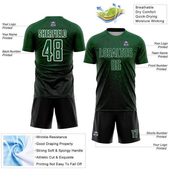 Sublimation Soccer Fragment Abstract Custom Art Uniform Green Black-White Jersey Sublimation Soccer Fragment Abstract Custom Art Uniform Green Black-White Jersey