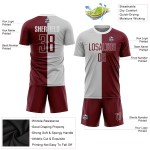 Sublimation Custom Split Soccer Crimson-White Uniform Gray Fashion Jersey