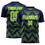 Navy Sublimation Custom Uniform Green-White Line Jersey Neon Soccer Navy Sublimation Custom Uniform Green-White Line Jersey Neon Soccer