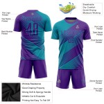 Purple Uniform Sublimation Soccer Custom Jersey Teal Purple Uniform Sublimation Soccer Custom Jersey Teal