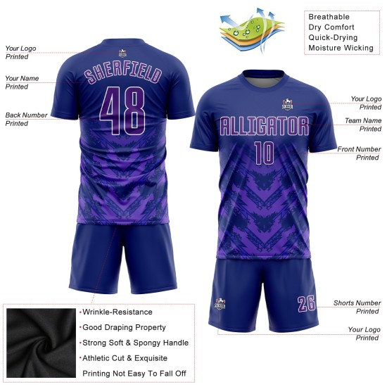 Navy Uniform Soccer Custom Sublimation Jersey Purple-White Navy Uniform Soccer Custom Sublimation Jersey Purple-White