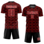 Red Shapes Jersey Black-White Uniform Custom Geometric Soccer Sublimation Red Shapes Jersey Black-White Uniform Custom Geometric Soccer Sublimation