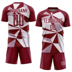 Uniform Crimson Pattern Custom Soccer White Geometric Jersey Sublimation