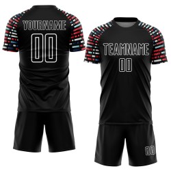 Jersey White Black Geometric Shapes Sublimation Custom Soccer Uniform Jersey White Black Geometric Shapes Sublimation Custom Soccer Uniform