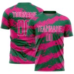 Soccer Pink-White Sublimation Hot Jersey Kelly Splash Green Uniform Custom Soccer Pink-White Sublimation Hot Jersey Kelly Splash Green Uniform Custom