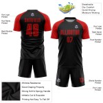 Soccer Uniform Black Sublimation Red Custom Jersey Soccer Uniform Black Sublimation Red Custom Jersey
